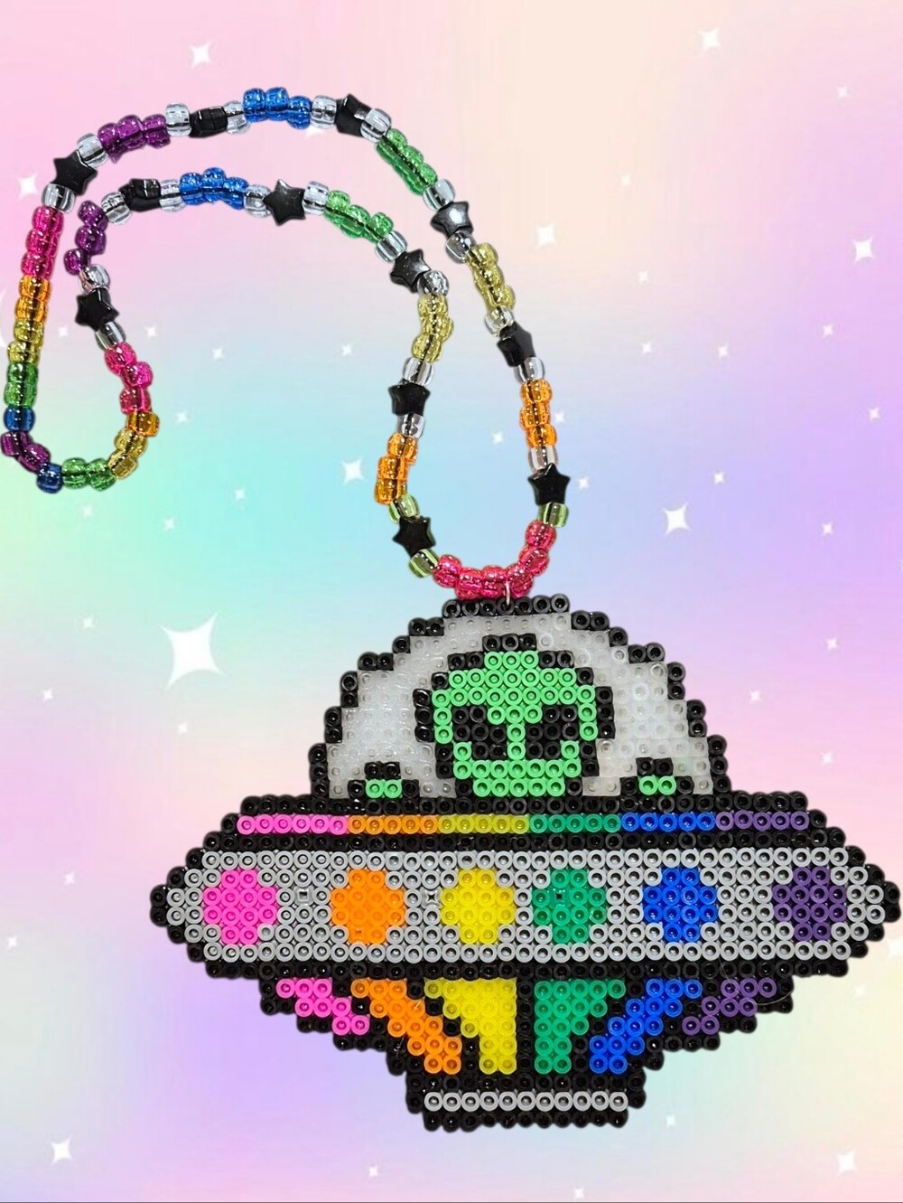 Alien Spaceship Kandi Necklace